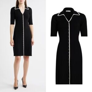 Elie Tahari Black and white button-down dress